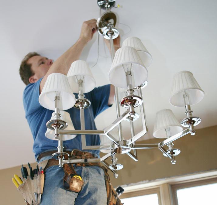 Установка люстры (без сборки)